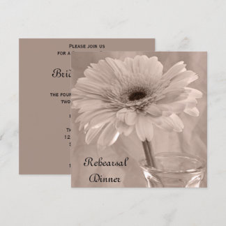 Pale Pink Tinted Daisy Wedding Rehearsal Dinner Invitation