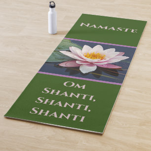 Pale Pink Water Lily/Namaste/Om Shanti Yoga Mat