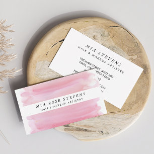Pale Pink Watercolor & White Stripe Business Card