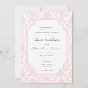 Pale Pink Wedding Damask Theme Customized Invitati Invitation