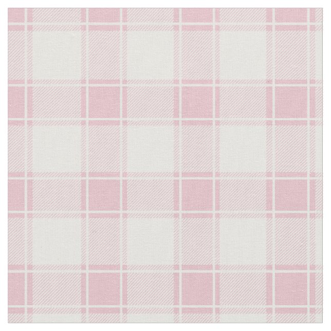 Pale Pink & White Buffalo Plaid Fabric (Close Up)