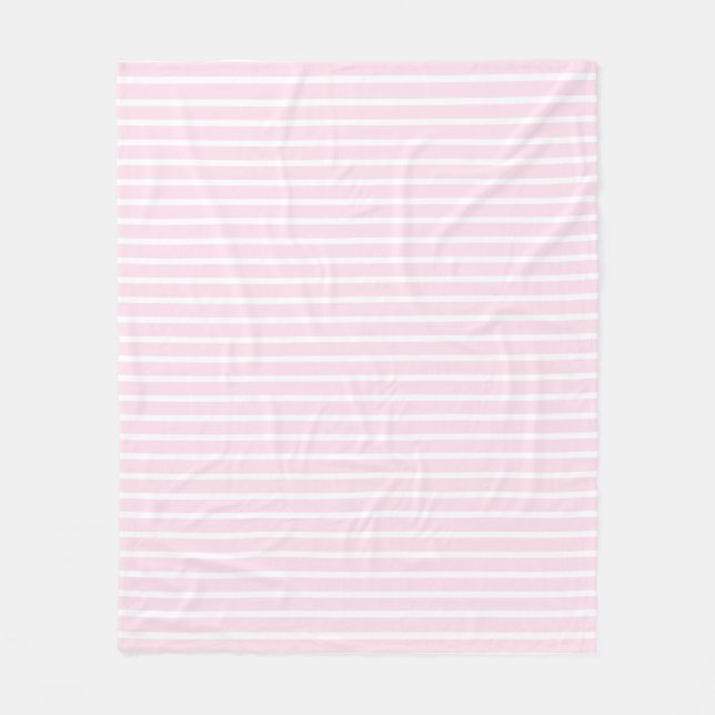 Pale pink White Stripes pattern Fleece Blanket (Front)