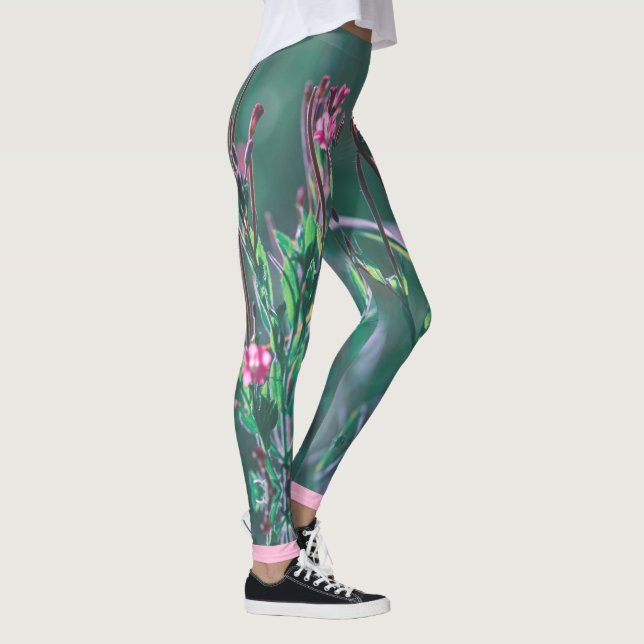 Pale Pink Wild Meadow Flowers Stylized Leggings (Right)