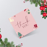 Pale Pink Xmas Theme Thank You Customer Gratitude Square Business Card<br><div class="desc">Promote your business with these cool,  Christmas theme Thank You business cards. Easily add your own details by clicking on the "personalize this template" option.</div>