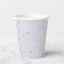 Pale Purple 80s Print Paper Cups