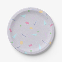 Pale Purple 80s Print Paper Plates