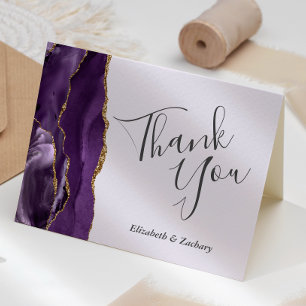 Pale Purple Agate Gold Wedding Thank You Card