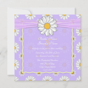 Pale Purple and White Daisy Floral Square Invitation