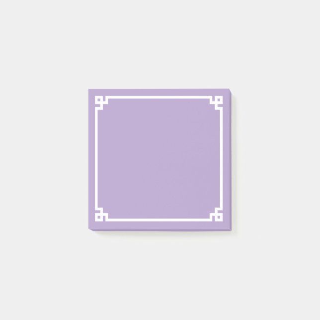 Pale Purple and White Greek Key Border Post-it Notes (Front)
