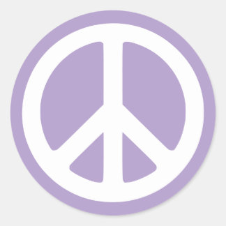 Pale Purple and White Peace Symbol Classic Round Sticker