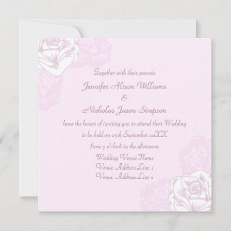 Pale Purple and White Rose Wedding Invitation