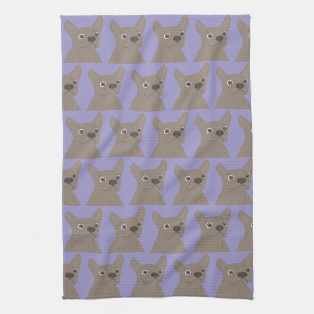 Pale Purple Dog Kitchen Towel (Vertical)