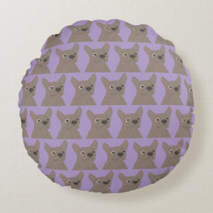 Pale Purple Dog Round Pillow