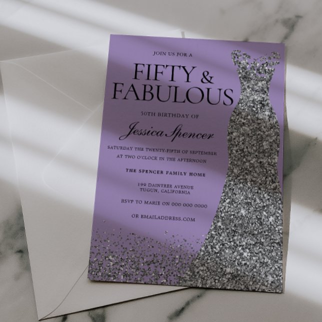 Pale Purple Elegance 50th Birthday Party Invitation (Creator Uploaded)