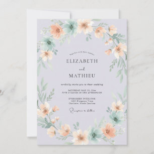 Pale Purple Ethereal Botanical Wedding Invitation