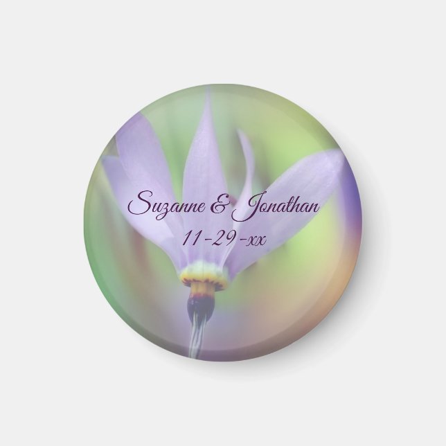 Pale Purple Flower Personalized Wedding  Magnet (Front)