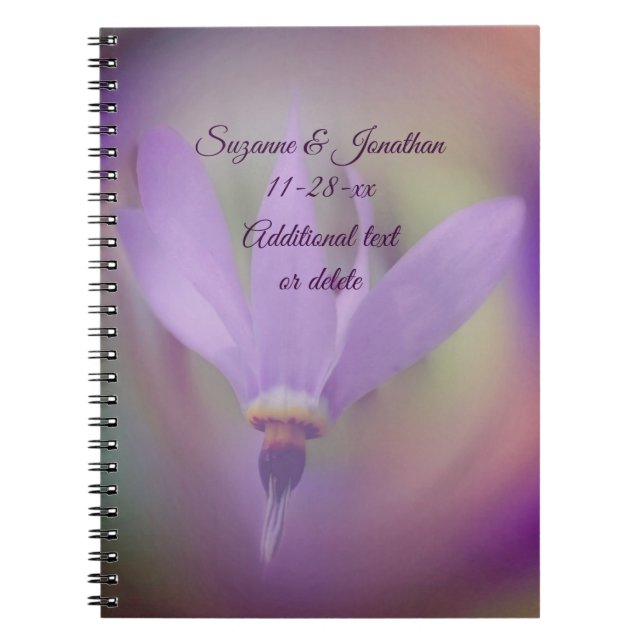 Pale Purple Flower Personalized Wedding Notebook (Front)