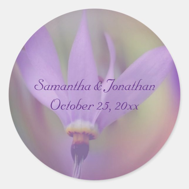 Pale Purple Flower Wedding Personalized Classic Round Sticker (Front)