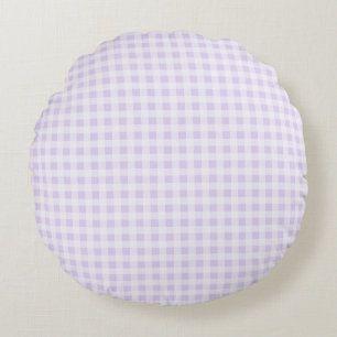 Pale Purple Gingham Round Pillow