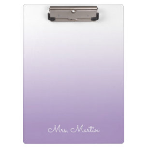Pale Purple Gradient Personalized Teacher Clipboard