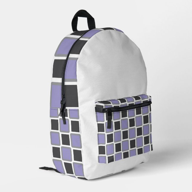 Pale Purple & Grey Modern Geometric Backpack  (Back Corner Left)