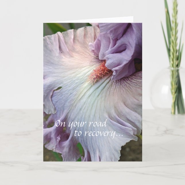 Pale Purple Iris Floral Get Well Card (Front)