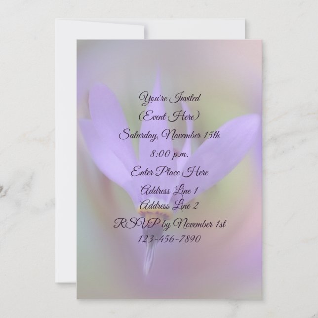 Pale Purple Lily Flower Party  Invitation (Front)