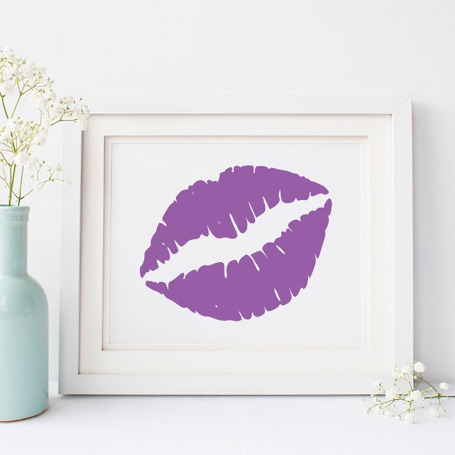 Pale Purple Lipstick Lips Poster (Pale Purple Lipstick Lips on White Poster)