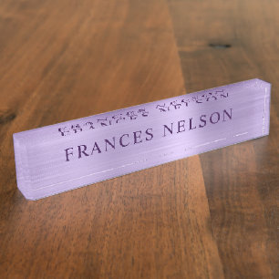 Pale Purple Metallic Look Stylish Serif Nameplate