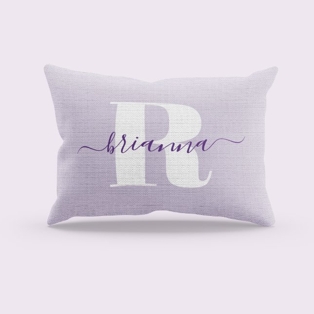 Pale Purple Script Name Bold Monogram Accent Pillow (Pale Purple Script Name Bold Monogram Accent Pillow)