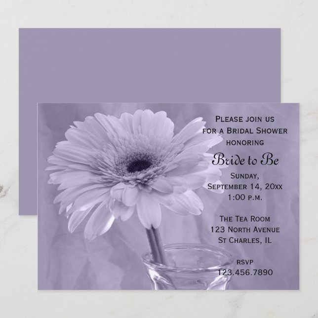 Pale Purple Tinted Daisy Bridal Shower Invitation (Front/Back)