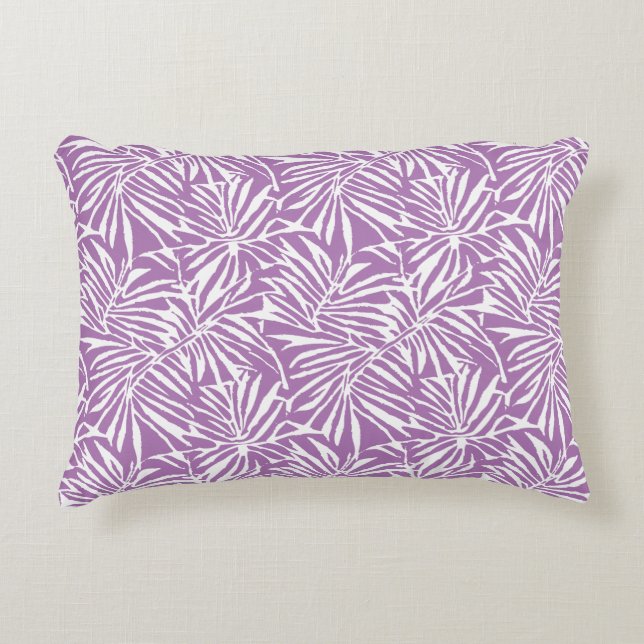 Pale Purple Tropical Leaf Repeating Pattern Accent Pillow (Front)