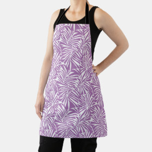 Pale Purple Tropical Leaf Repeating Pattern Apron