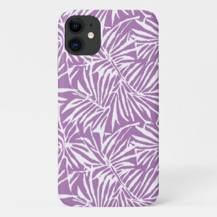 Pale Purple Tropical Leaf Repeating Pattern iPhone 11 Case