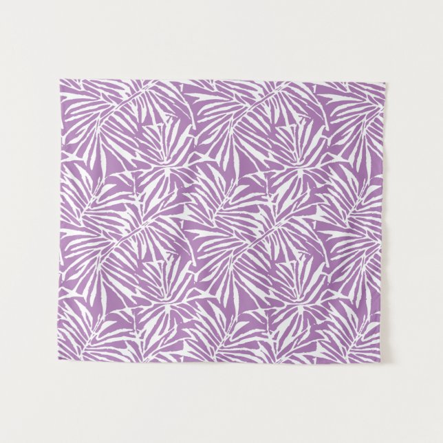 Pale Purple Tropical Leaf Repeating Pattern Tapestry (Front (Horizontal))