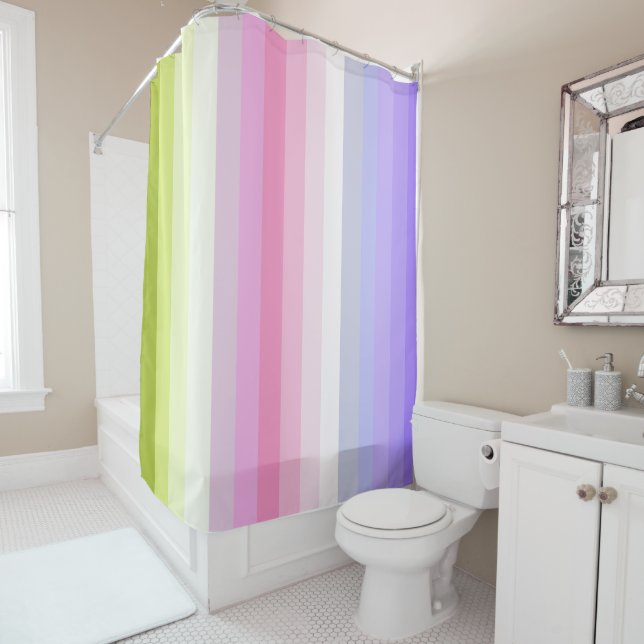Pale Rainbow Stripes Bath Decor (In Situ)