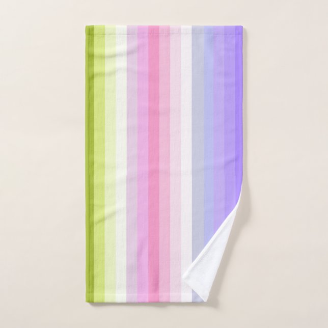 Pale Rainbow Stripes Bath Decor Hand Towel (Hand Towel)