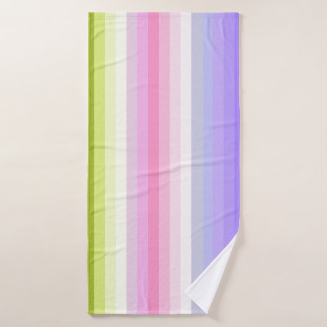 Pale Rainbow Stripes Bath Decor Towel (Bath Towel)