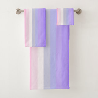 Pale Rainbow Stripes Bath Decor Towel Set