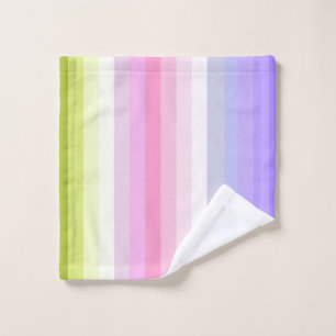 Pale Rainbow Stripes Bath Decor Wash Cloth