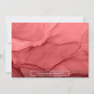Pale Red Alcohol Ink Liquid Abstract Art Thank You Card