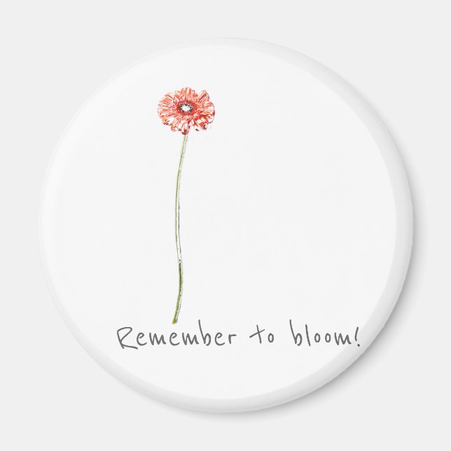Pale Red Gerbera Daisy Remember to Bloom Magnet (Front)