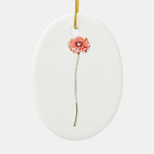 Pale Red Gerbera Flower Ceramic Ornament