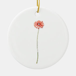 Pale Red Gerbera Flower Ceramic Ornament