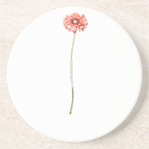 Pale Red Gerbera Flower Coaster