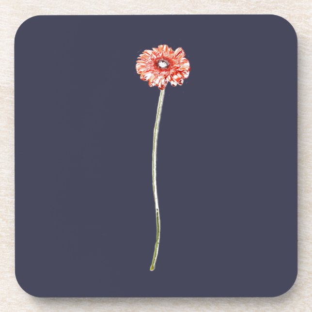 Pale Red Gerbera Flower Coaster (Front)
