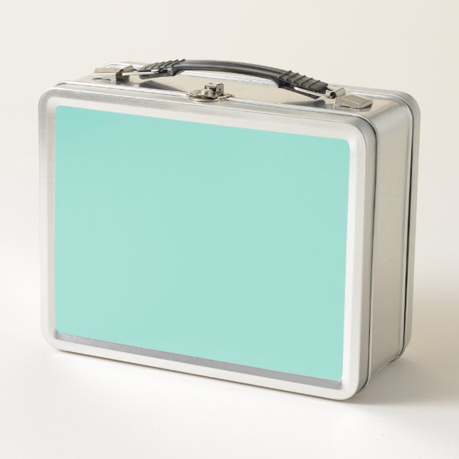 Pale Robin Egg Blue Solid Colour Metal Lunch Box (Front)