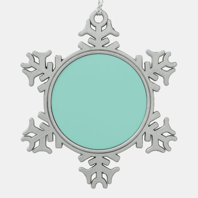 Pale Robin Egg Blue Upscale Colour Design Snowflake Pewter Christmas Ornament (Front)