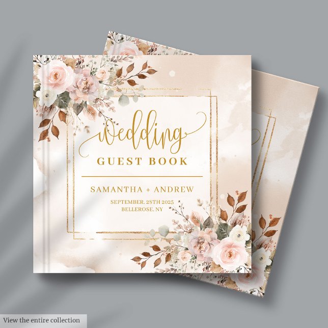 Pale Rose et Gold Automne Florals Mariage livre d' (Pale Pink and Gold Fall Florals Wedding Guest Book

)