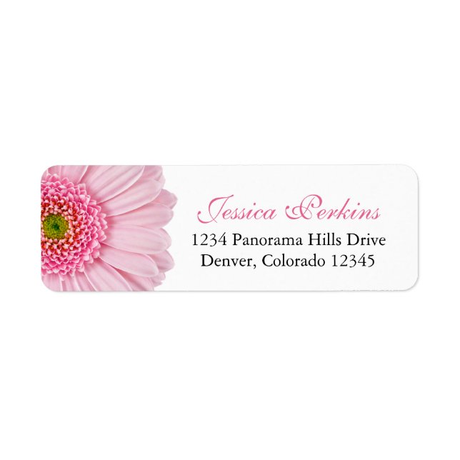 Pale Rose Gerbera Daisy Mariage Adresse de retour (Devant)